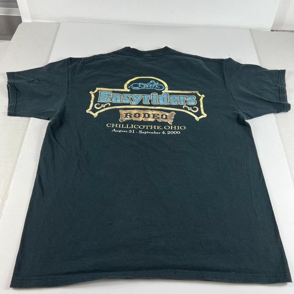 VTG Easyrider Rodeo Biker Shirt Extra Large Black Faded Ohio Short Sleeve Tee - Picture 5 of 10